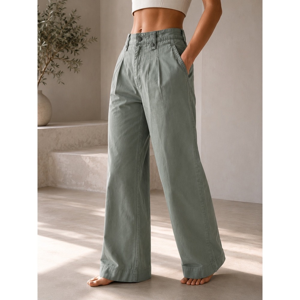 UpWest Resort & Merchandise Olive Green Wide Leg Utility Pants Size 0 High Rise
